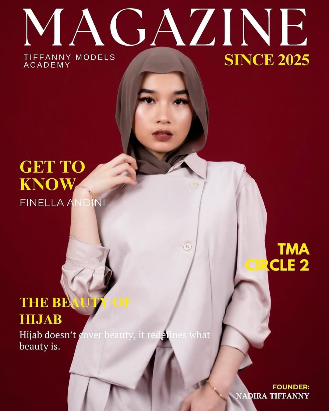 Model Tiffanny Models Academy dalam pemotretan editorial majalah fashion